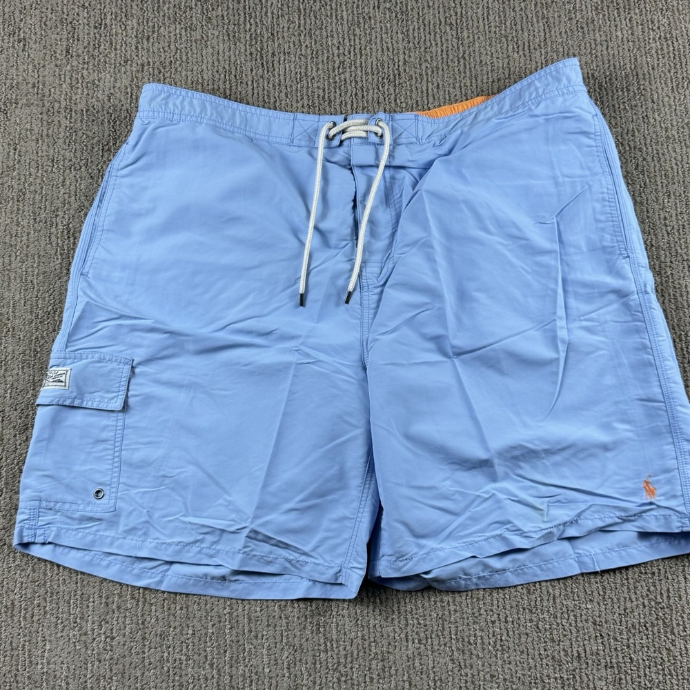 Polo Ralph Lauren Mens 2XB Swim Trunk Cargo Shorts Drawstring Blue Lined